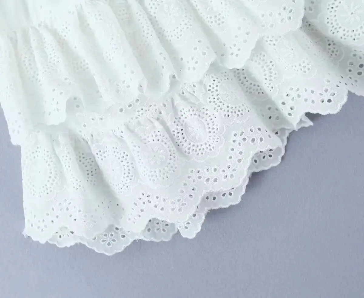 Withered Summer French Elegant Lace Cake Skirt Fashion Mini Skirt Women Vintage Cotton A-line High Waist White Skirts Womens