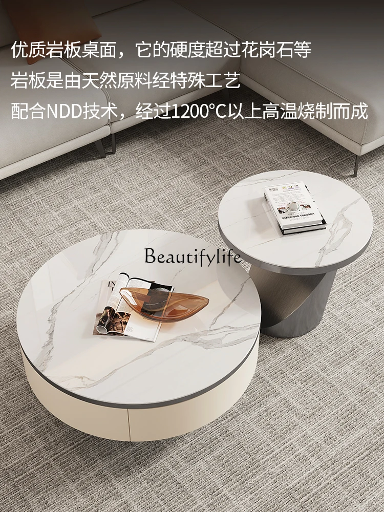 Round Italian Stone Plate Tea Table, sala de estar, tamanho Home