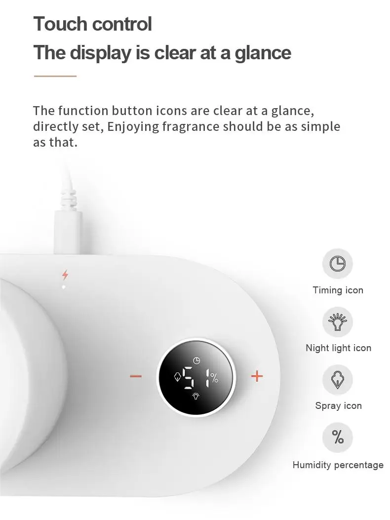 Monitorowanie nawilżacz z funkcją aromaterapii/inteligentny czasomierz/wilgotności/regulowana wilgotność/wyłączanie automatyczne zamknięcie bezwodnego/nastrojowe oświetlenie/port USB
