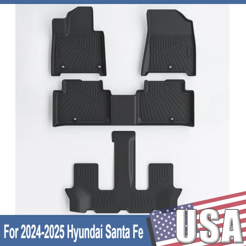 

5PCS All Weather Protection Floor Liners For Hyundai Santa Fe 2024-2025 Floor Mats Backrest Mat Cargo Liner Waterproof Trunk Mat