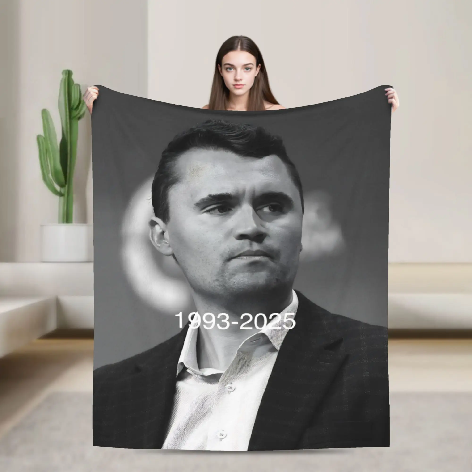 Charlie Kirk RIP 1993-2025 Commemorative Comic Strip Blanket Travel Flannel Throw Blanket For Couch Bed Super Soft Bedspread