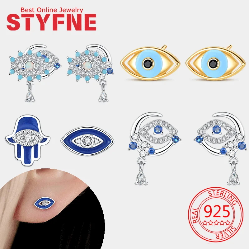 

Earrings 925 sterling silver for Women Moon Evil Eye Earrings for Jewelry Gifts