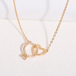 1pc,Ladies Fashion Chain Necklace,Love Copper with Zirconia Pendant Necklace,Premium Feeling Elegant Women Necklace