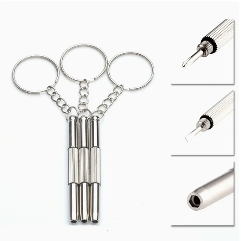 3 In 1 Glasses Screwdriver Eyeglass Screwdriver Watch Repair Kit With Keychain Portable Hand Tools Precision Screwdriver Tools - view 2