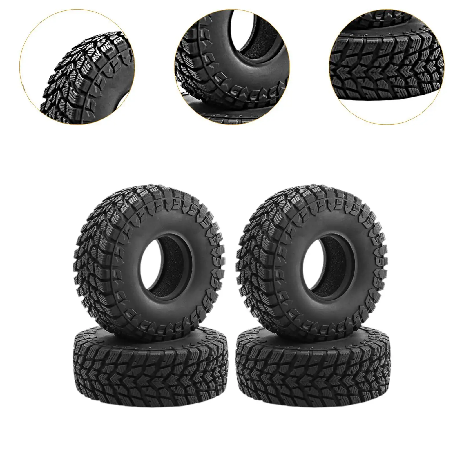 1/10 RC Crawler Tire 1.9 Inch Black Plastic High Grip Replacement Tyres for Remote Control Off Road Climbing Car Accessories