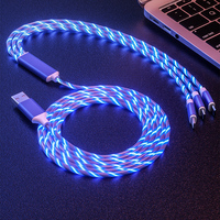 3 in 1 2A USB Glowing Phone Cable Type-C Fast Charging Cord For iPhone 14 13 Samsung Xiaomi Micro USB LED light Data Wire Cable