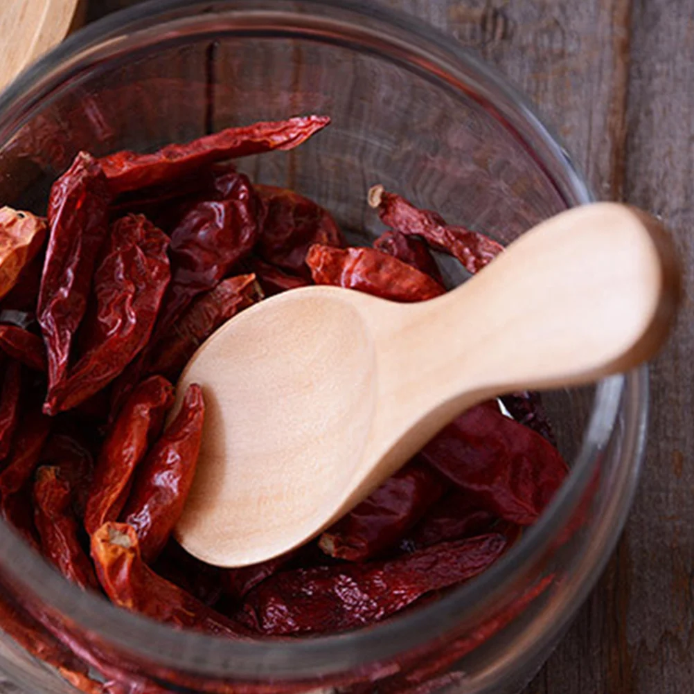 

4Pcs Wooden Spoons Short Handle Seasoning Jam Scoops Simple Design Home Kitchen Use Exquisite Smooth Easy Clean Gift