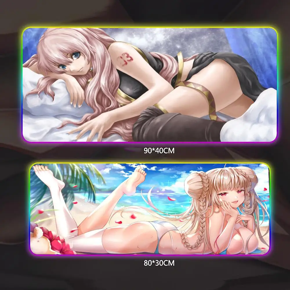

Sexy Anime Mouse Pad Gamer Luminescence Led Mouse Pad Gaming Table Rgb Deskmat Keyboard Pc Mousepad