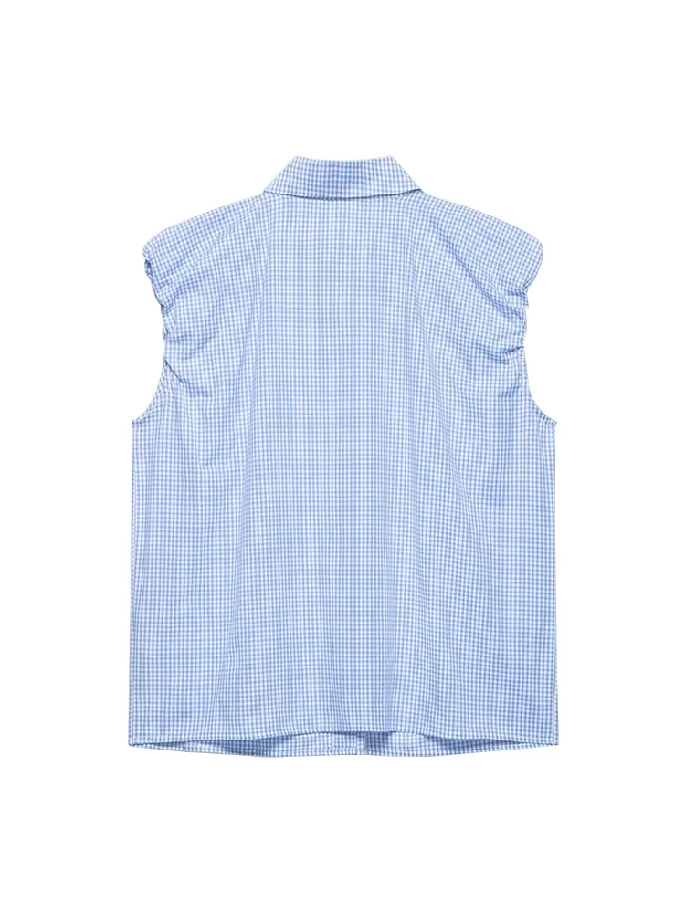 Women's Plaid Blouses with Front Buttons and Lapel Collar, Chic Tops for Women Summer