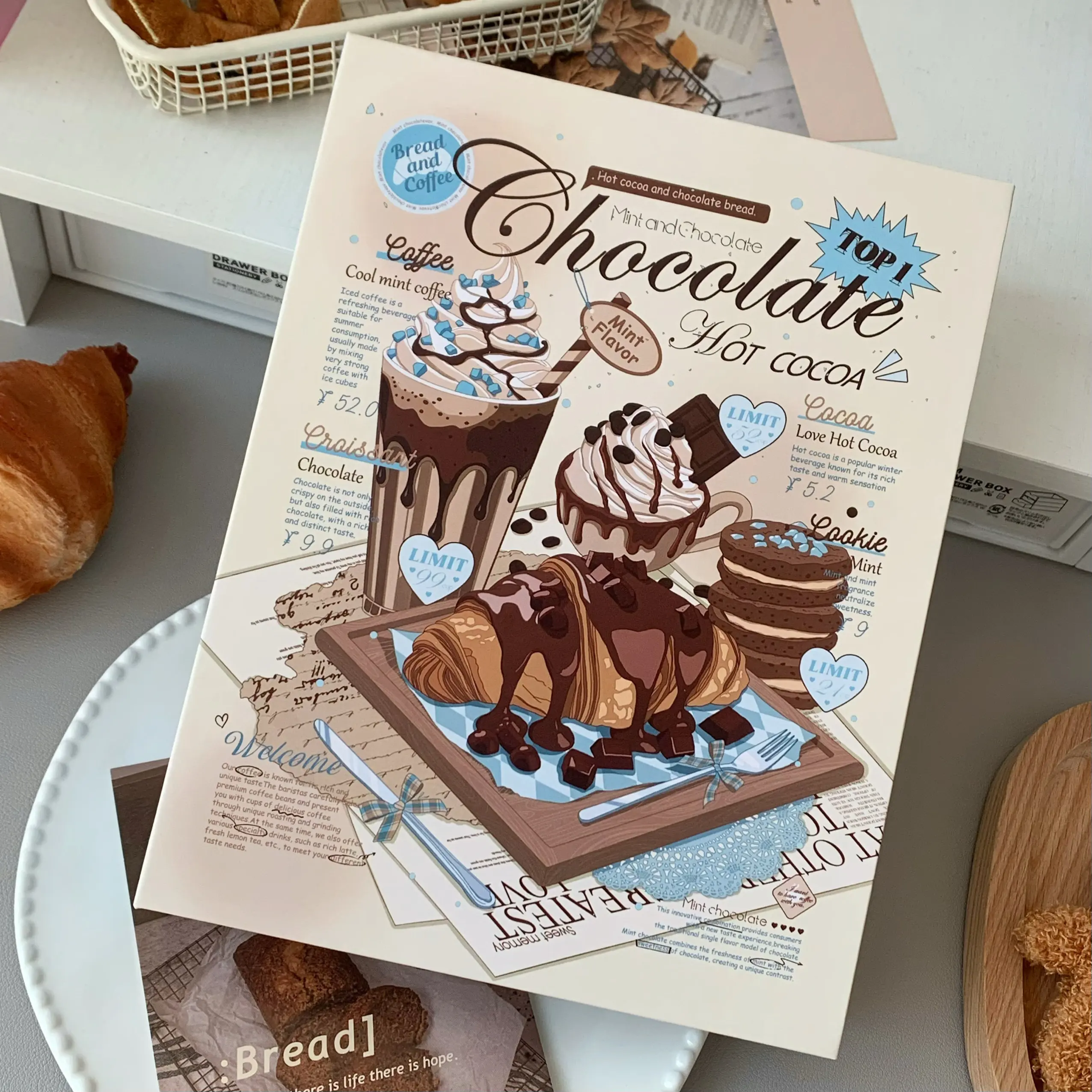 Chocolate Dessert Theme A5/A4 Hardcover Card Album, for K-Pop Photo Cards, Postcards, Polaroid Expandable Ring Binder Storage