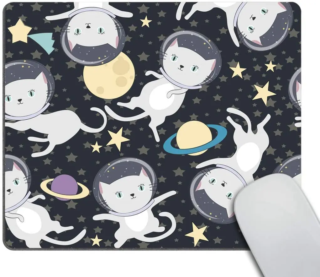 แผ่นรองเมาส์สำหรับเล่นเกมที่กำหนดเองสนุกแมวนักบินอวกาศ Space Mouse Pad Non-Slip ยางสบายที่กำหนดเอง Mouse Komputer Pad