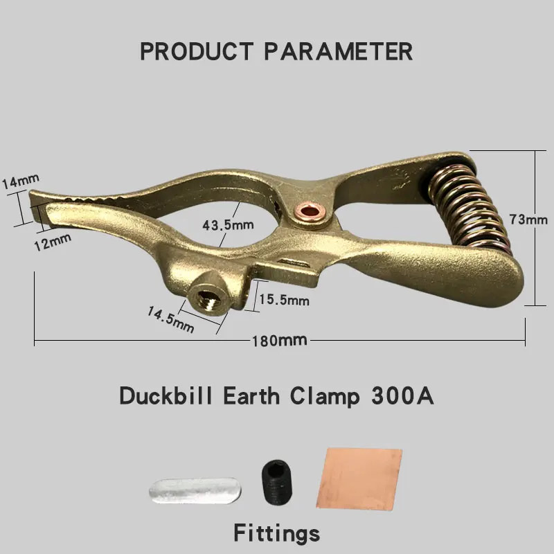 Morsetto di terra a becco d\'anatra accessori per saldatrici pinze per saldatura ad arco di Argon con messa a terra in rame addensato 300A 500A