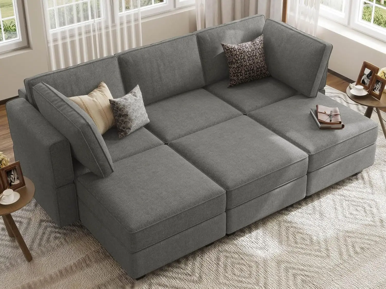 

Belffin Modular Sectional Sofa Sleeper Modular Sectional Couch Sofa Convertible Sectional Couch Reversible Sofa Bed Grey