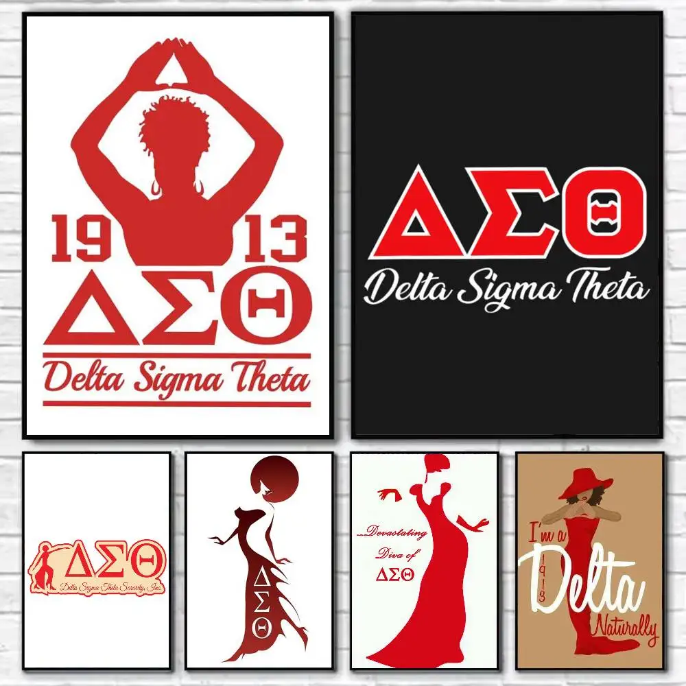

D-Delta Sigma Theta Button Poster Self-adhesive Art Waterproof Paper Sticker Coffee House Bar Room Wall Decor