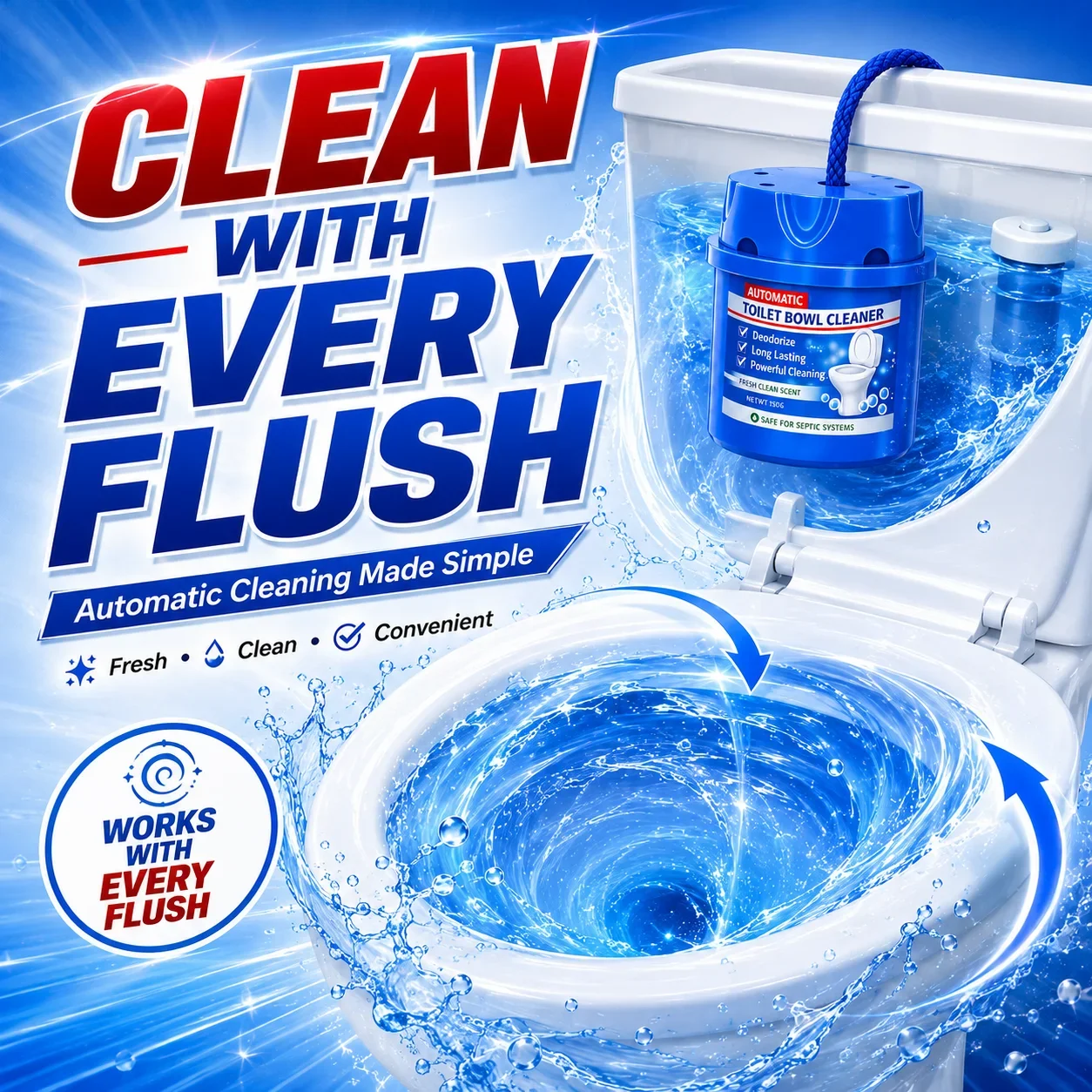 Automatic Toilet Bowl Cleaner Block, Fresh Scent Deodorizer, Long Lasting Cleaning for Bathroom Toilet