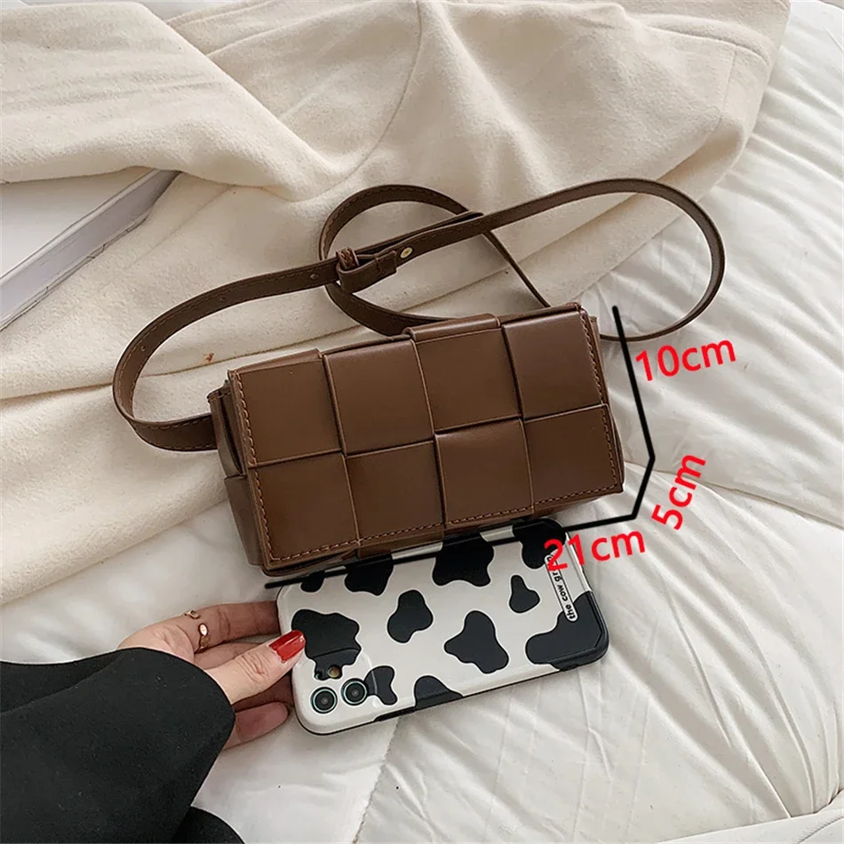 Leather Women Mini Shoulder Bags for Women Luxury Brand Small Waist Bag Weave Cassette Chest Sac Designer Trending Lady Handbags