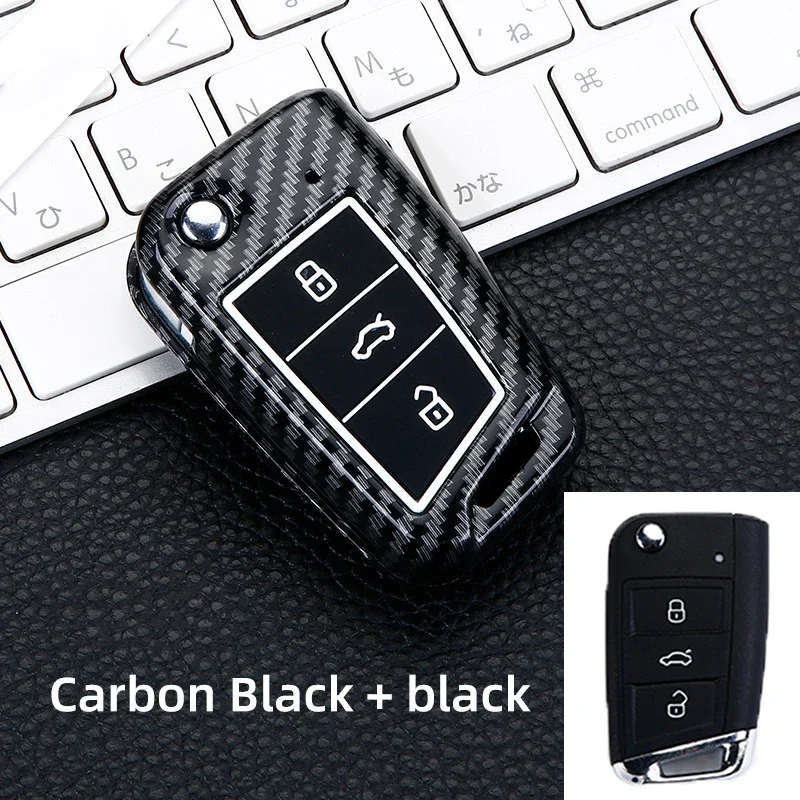 

ABS Carbon Fiber Car Key Case Cover Fob For VW Volkswagen Golf 7 MK7 Tiguan MK2 For SEAT Ateca Leon FR 2 Ibiza For Skoda Octavia