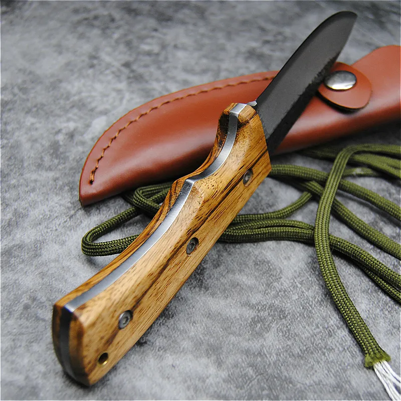 MR.GH Manual forging 440c straight knife outdoor survival knife hunting fishing multi-purpose knife distribution leather cover