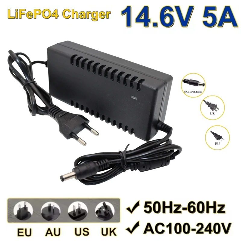 14.6V 5A lithium iron phosphate charger 4 series 12V lithium iron phosphate battery charger 12.8V battery pack power adapter