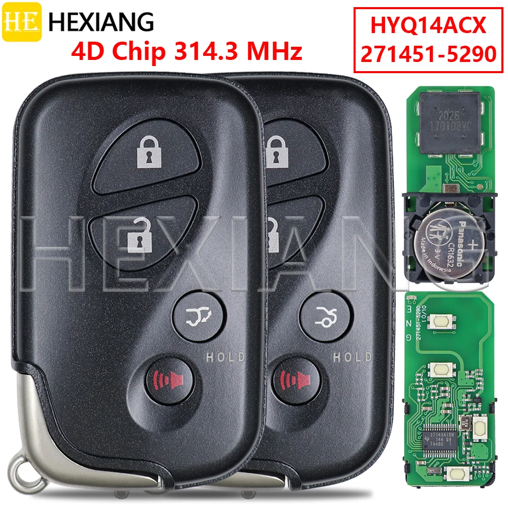 

HE 314,3 МГц HYQ14ACX 271451-5290 4D чип бесконтактный автомобильный дистанционный ключ для Lexus LS460 LS600H GX460 RX350 знак США