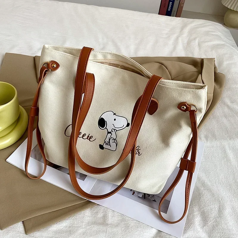 

Snoopy new shopping bag handbag tote Canvas storage bag women's summer large-capacity shoulder bag