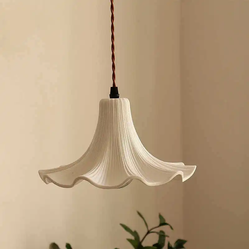 Petal Ceramic Pendant Light, French Medieval Style Lighting Fixtures for Restaurant Bar Counter Bedroom Foyer Hallway Homestay