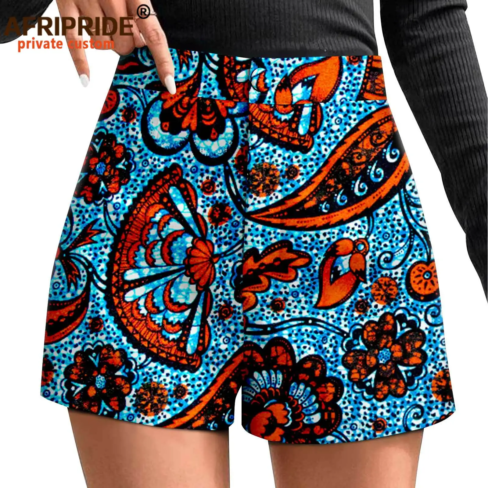 Pantalones cortos de cintura alta para mujer, Shorts informales de verano con estampado africano de Ankara, atléticos de talla grande, con bolsillos, 2421002