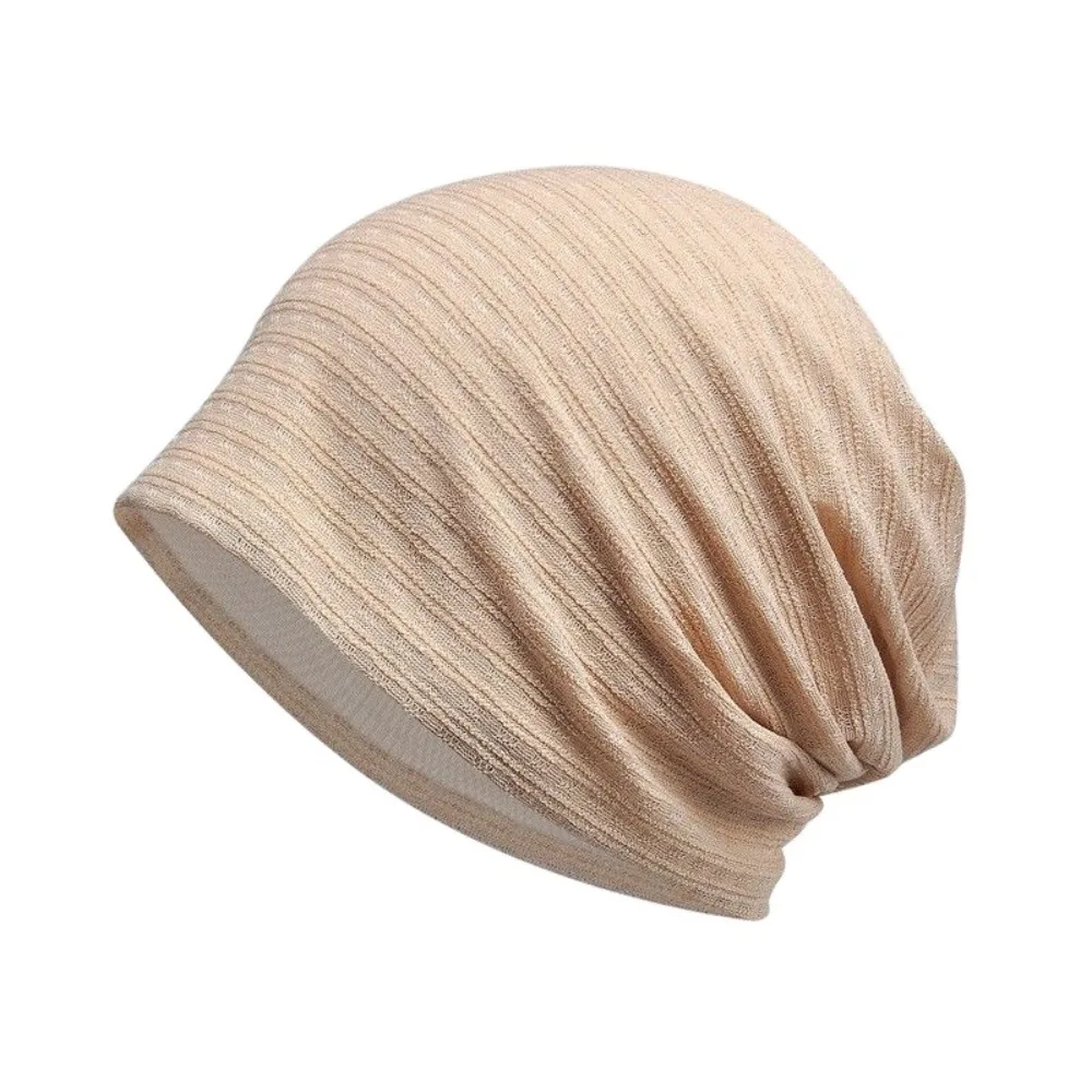 

Fabric Caps Stripes Slouchy Beanies Hat Double Layer Soft Knitted Outdoor Baggy Skullcaps Comfortable Warm Thin Hedging Cap