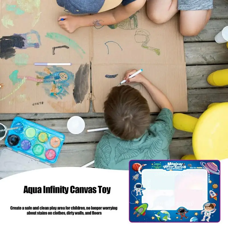 سجادة رسم مائية للأطفال ، سجادة قماشية ، خالية من الفوضى ، سجادة رسم خربش تلوين ، 100x80cm