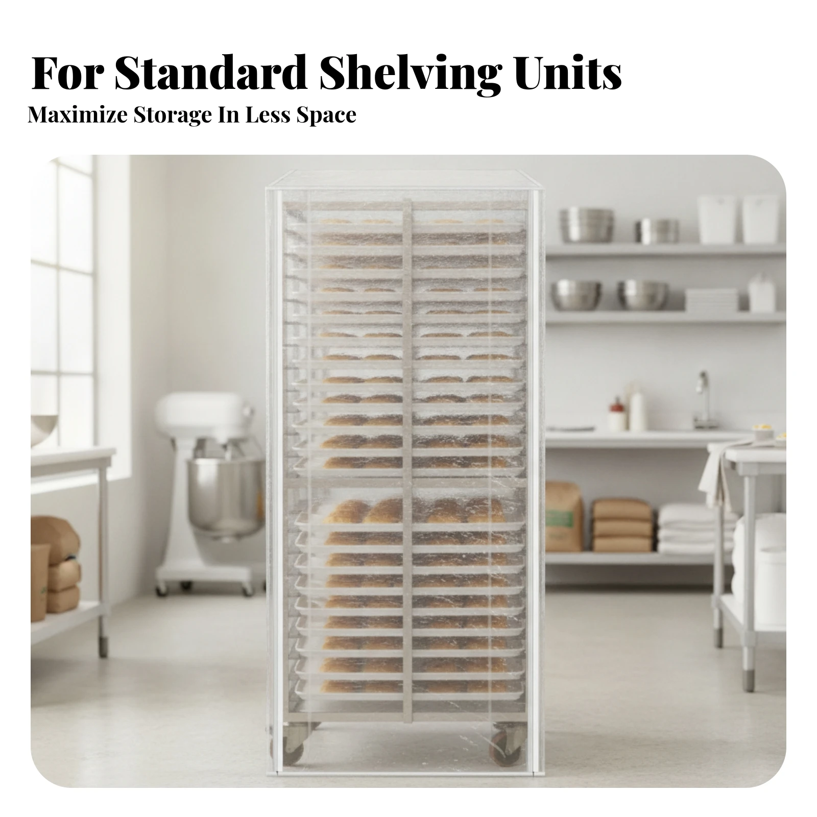 Bread Rack Cover Zippered Bun Pan Rack Cover Clear for Bakers, Bakery, Commercial Kitchen