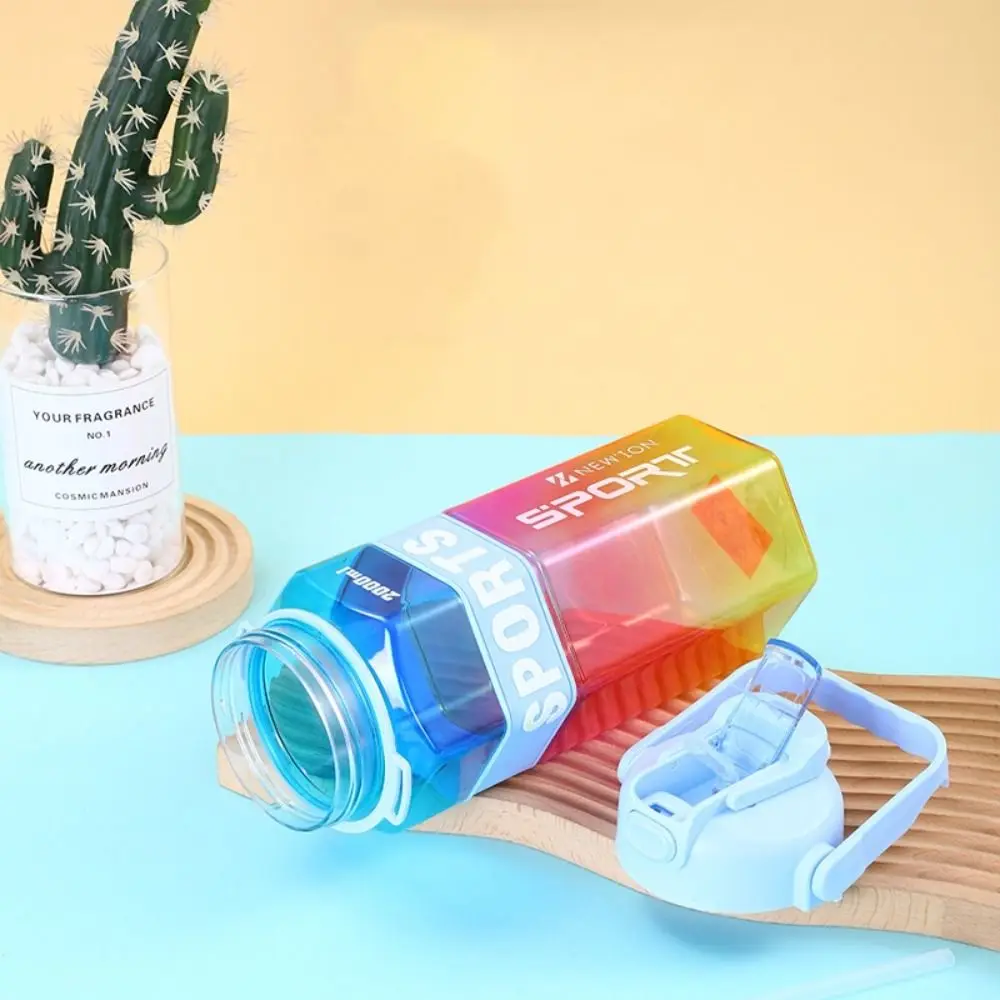 

Three Piece Set Sports Water Bottle Set Hexagon Large Capacity Leak Proof Colorful Cup Portable with Straw Fitness Sports Kettle