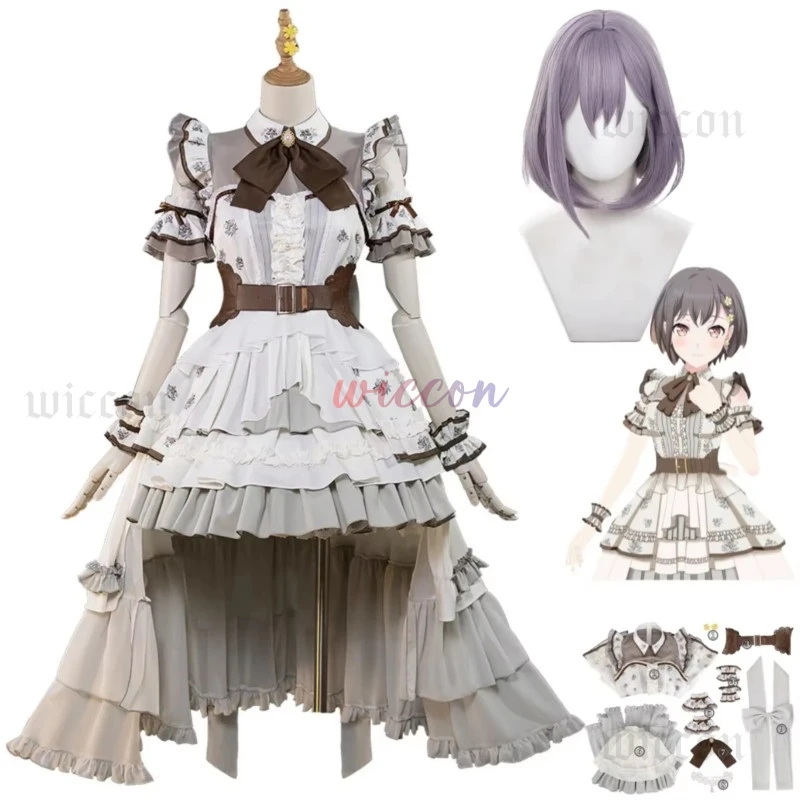 أنيمي بانجدريم مايغو! تاكاماتسو توموري أزياء تنكرية شعر مستعار فستان الأميرة الأبيض لوليتا تنورة امرأة لطيف بدلة حفلة عيد ميلاد