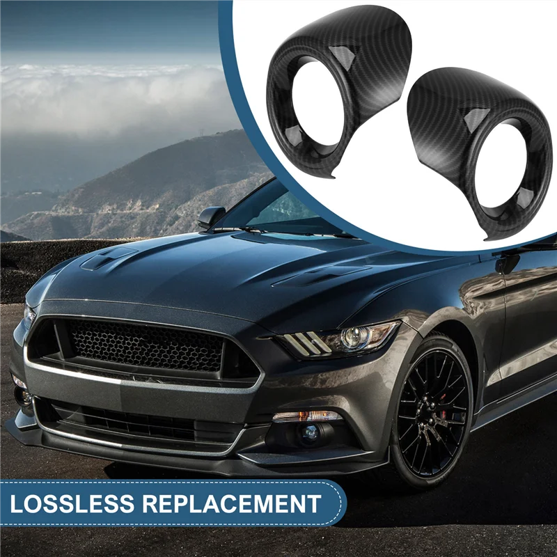 

Lasting Car Front Fog Light Trim Ring For Ford Mustang 2015-2017 Fog Lamp Protection Cover Carbon Fiber