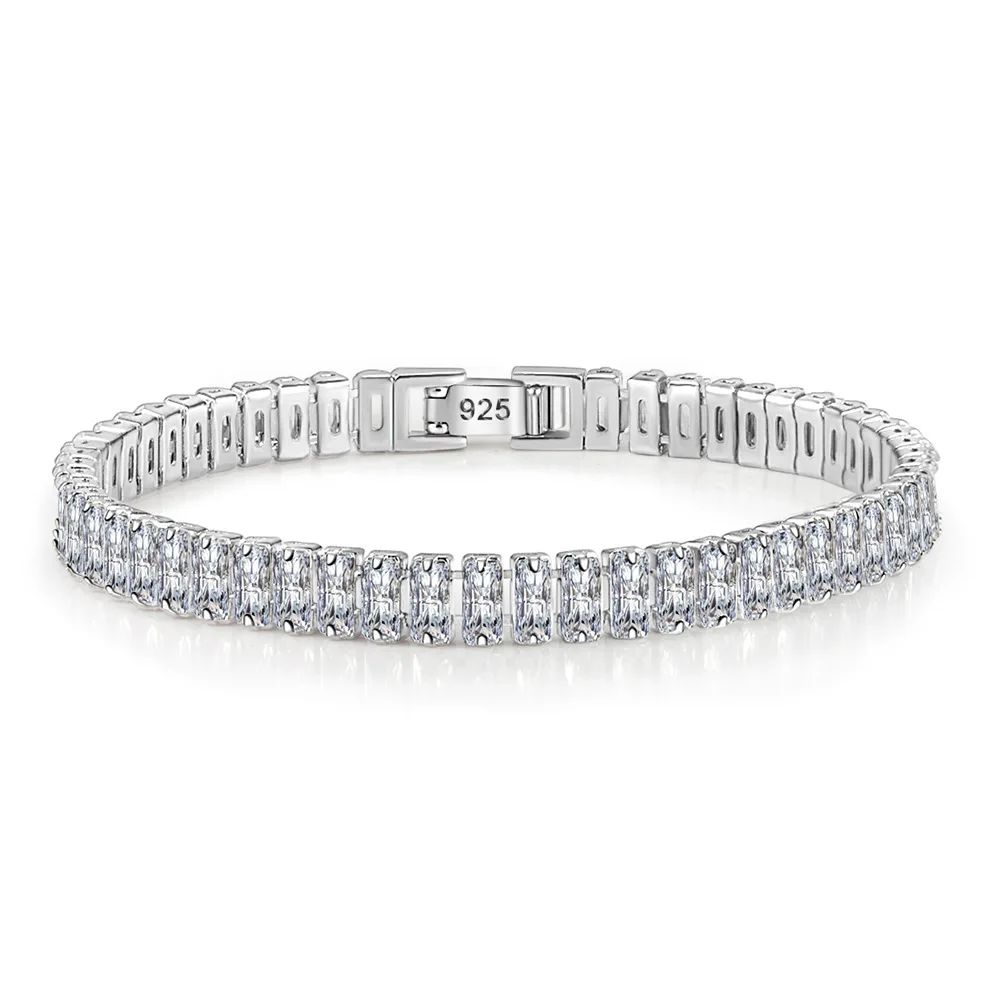 Solidna czysta srebro 16/17/18/19/bransoletka tenisowa Pave 3 mm okrągła czarna Jet cyrkonia elegancka prawdziwa biżuteria 925 dla kobiet