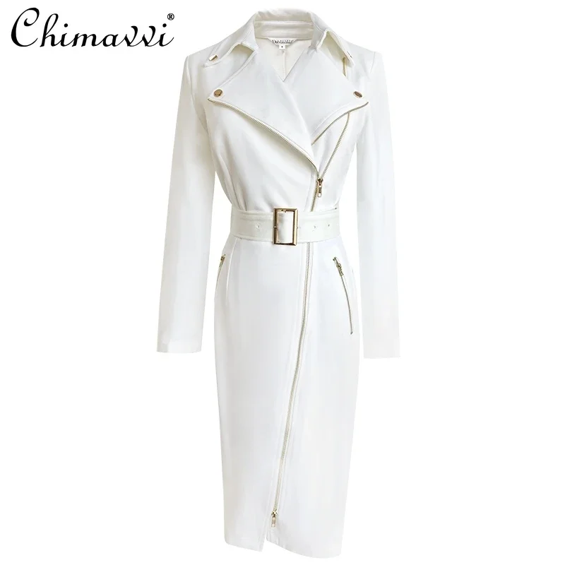 

2024 New American Autumn and Winter Lapel Daily Commuter Long-Sleeved Slim-Fitting Waist-Wrapped Hip Dress For Women