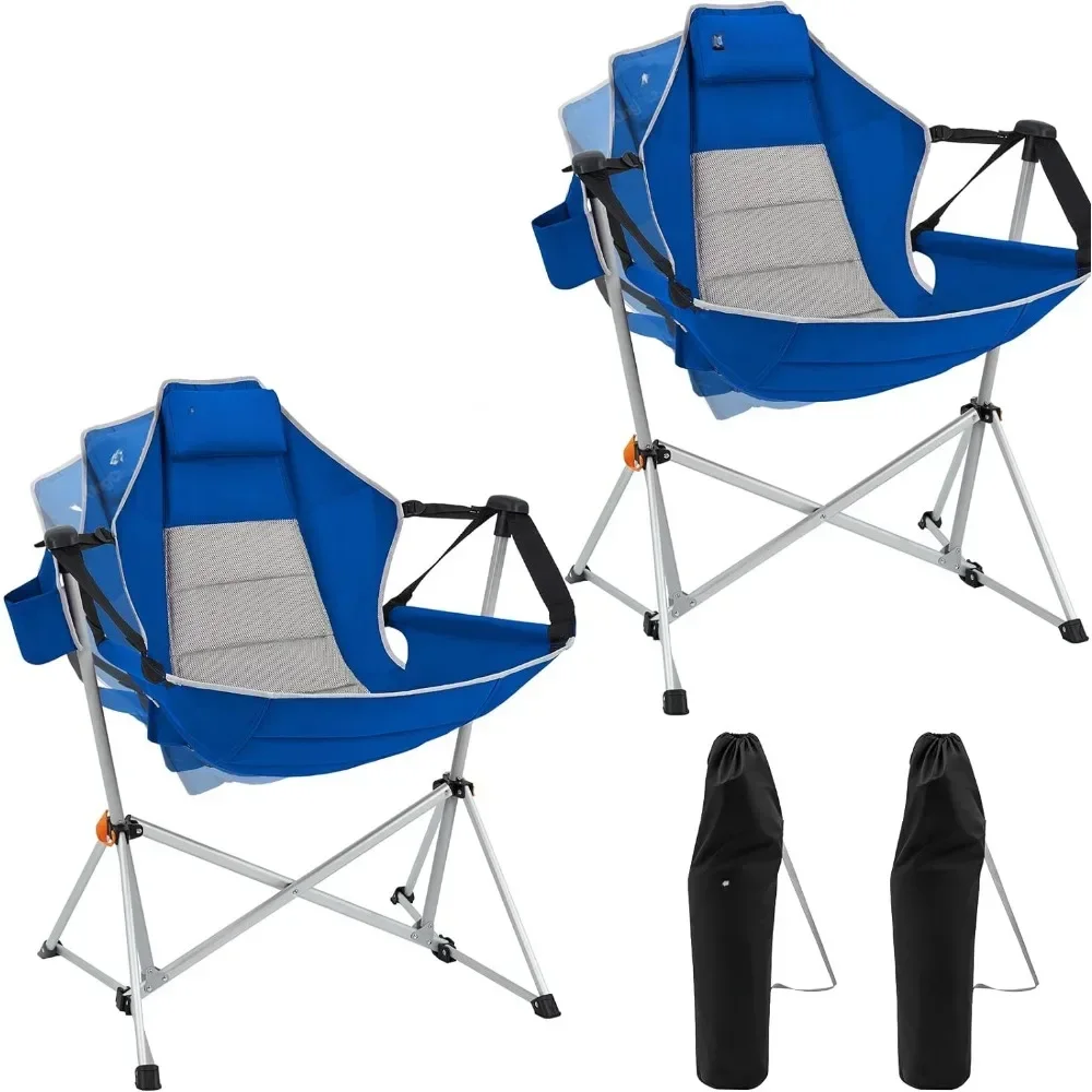 

Camping Chair, Aluminum Alloy Adjustable Folding Rocking Chair with Pillow Cup Holder, Recliner for Outdoor Beach Chairs