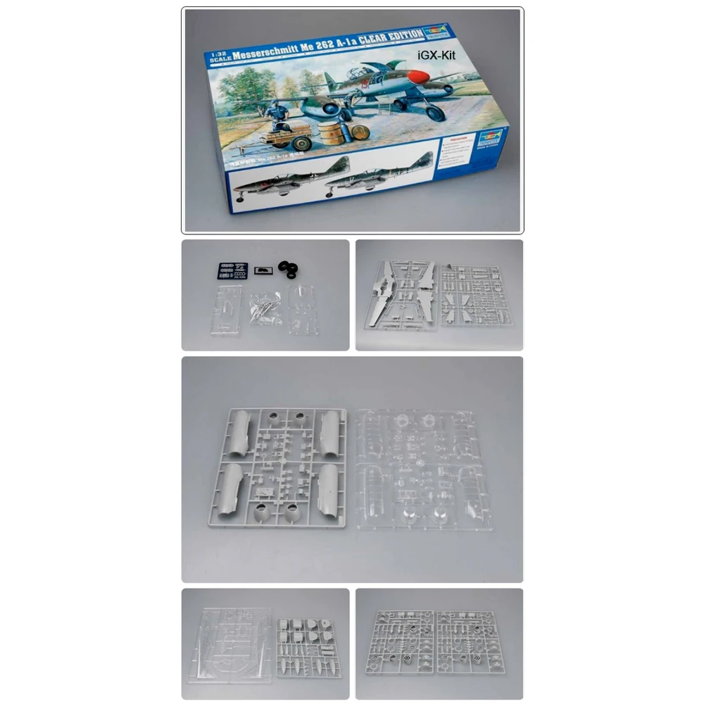 

Коллекционная пластиковая сборная модель Trumpeter 02261 1/32 Messerschmitt Me 262 A-1A Clear Edition, военный конструктор, набор для сборки