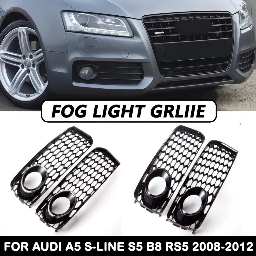 

Honeycomb Mesh Hex Car Front Bumper Fog Light Lamp Grille Grill Cover For Audi A5 S-Line S5 B8 RS5 2008 2009 2010 2011 2012 Tool