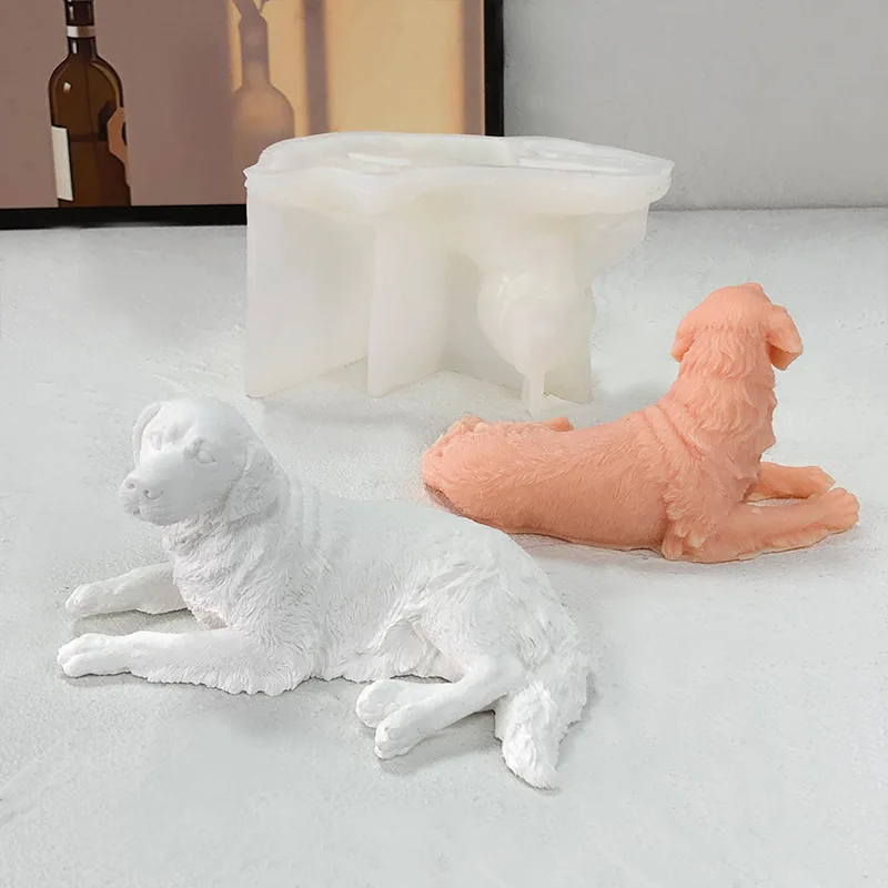 Pet Labrador Dog Candle Silicone Mould Animal Aromatherapy Soap Plaster Decorative Making Set Cake Baking Tools Home Decor Gift