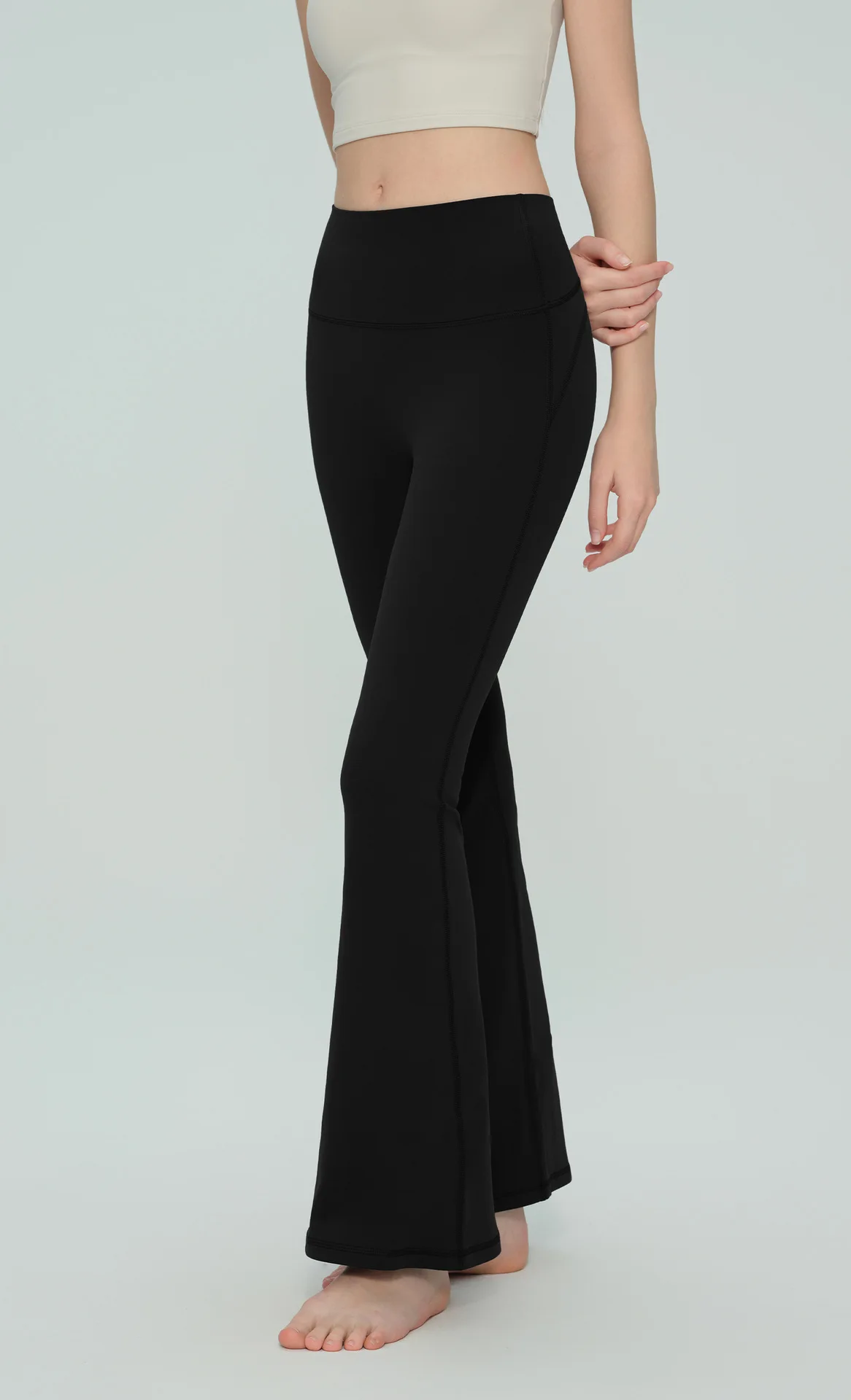 Neue Damen-Schlaghose mit hoher Taille, hoher Elastizität, Bauchkontrolle, Hüftstraffung, atmungsaktiv, für Laufen, Fitness und Freizeit. – Detail 21
