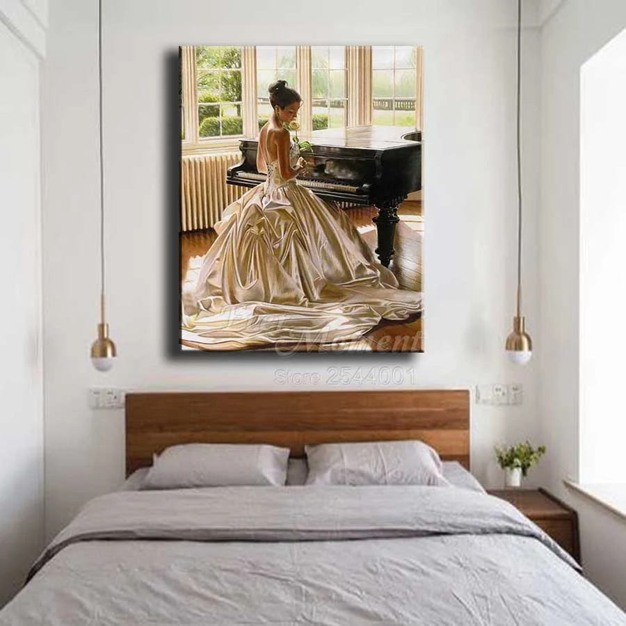 Ever Moment Diamond Painting Piano Girl Wedding Dress Full Square Round Embroidery Mosaic 5d Art Cross Stitch Handmade S2F2494