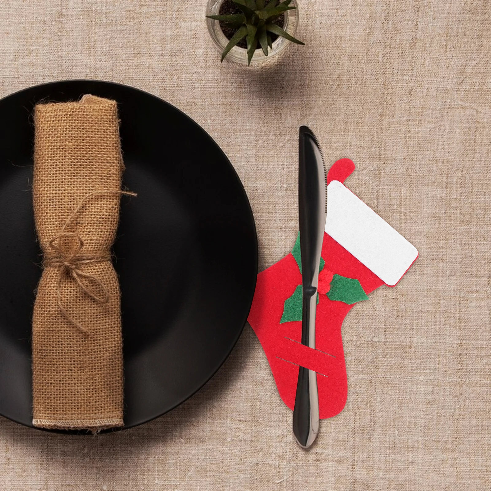 

4Pcs Xmas Cutlery Pouches Christmas Stocking Tableware Bag Festive Forks Spoons Holder Holiday Decor Christmas Cutlery Stocking