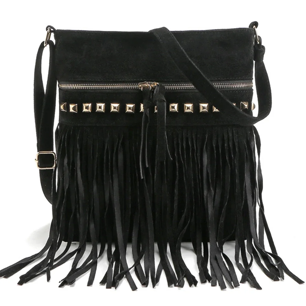 Faux Suede Fringe Tassel Women Shoulder Bag Messenger Bag Vintage Style Girl Crossbody Bag Mujer Bolso Flecos