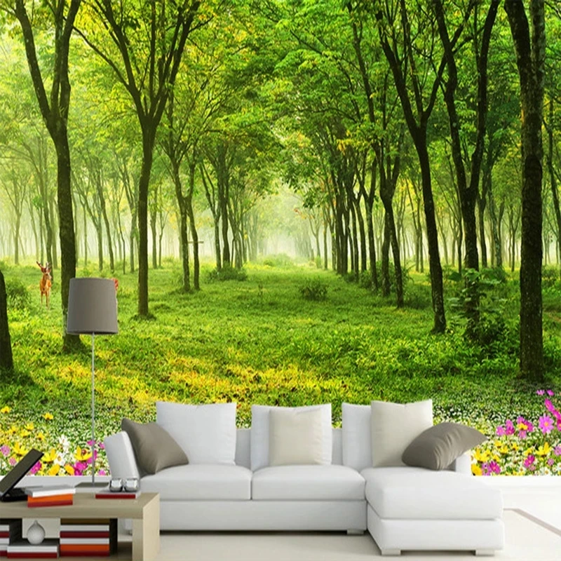 Custom Wallpaper 3D Nature Scenery Green Tree Photo Mural forest Living room sofa TV background wall bedroom restaurant study 8d