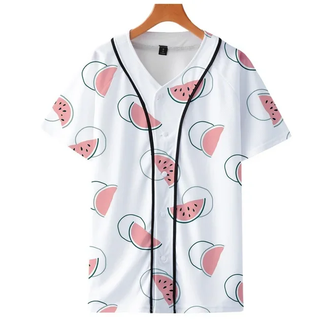 Summer thin cardigan baseball uniform Fruit fruit surrounding trend personality casual 3D thin short sleeve baseball uniform