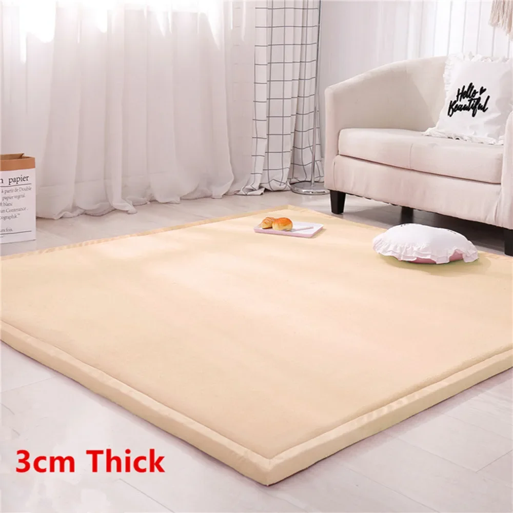 3CM Thicken Coral Fleece Velvet Carpets for Living Room Bedroom Area Rugs for Child Simple Japanese Play Crawl Tatami Floor Mat