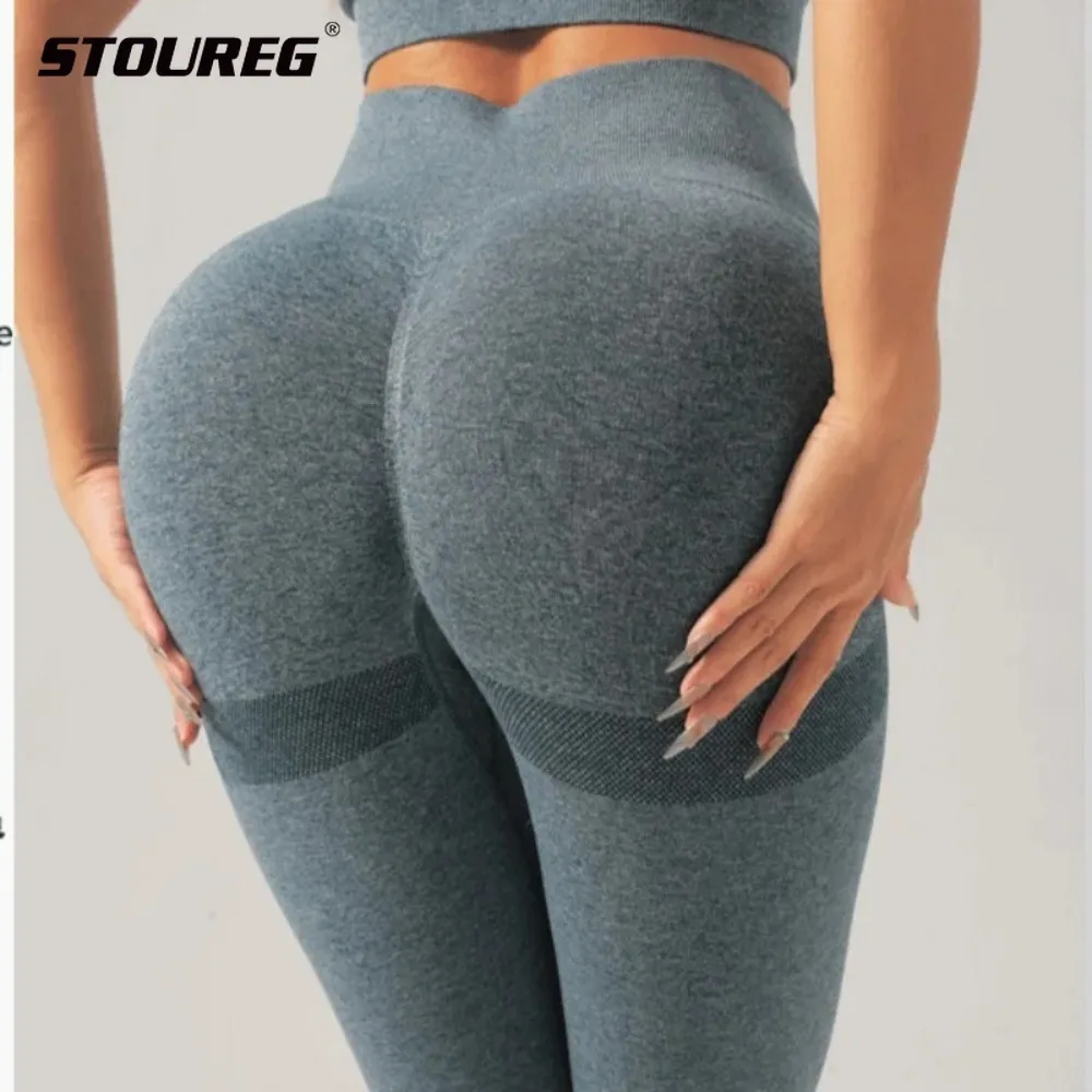 

STOUREG Netizen женские бесшовные штаны для йоги со смайликом, дышащие узкие брюки с высокой талией и прочные, спортивные базовые брюки для фитнеса