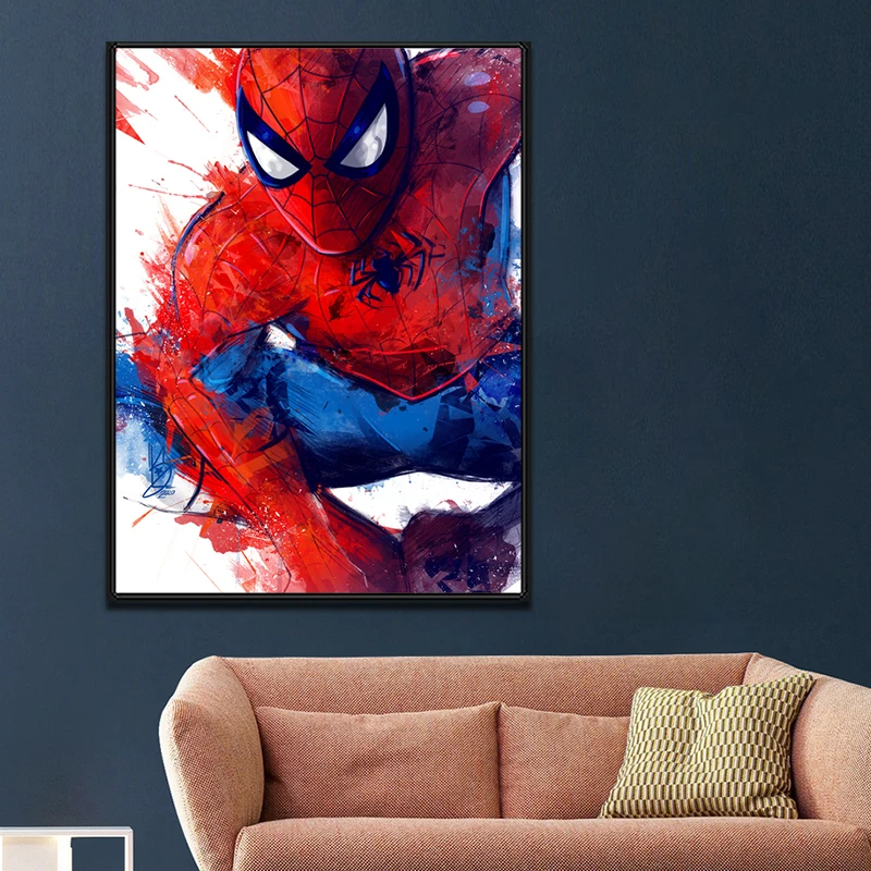 Watercolor Spiderman Diamond Painting Disney 5D Graffiti Art Diamond Mosaic Diy Full Round / Square Drill Home Decor