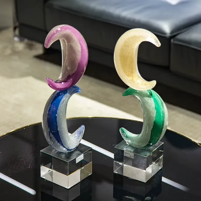 High-end Light Handmade Unique Moon-shaped Glass & Crystal Decorative Objects Ramadan Decorations
