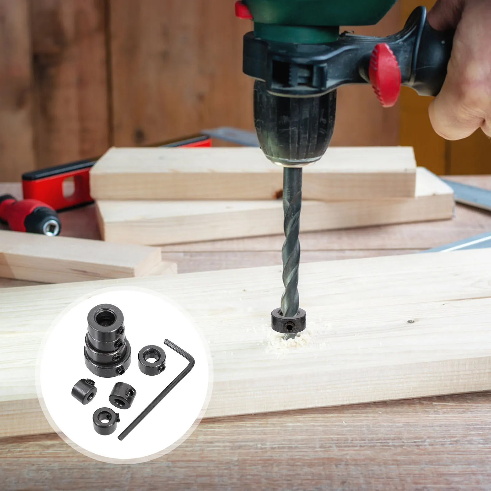 Набор из 1 шт. ограничителей глубины сверления из углеродистой стали для точного сверления, для деревообработки и металлообработки